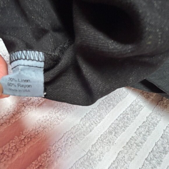 Cynthia Ashby Black Venetian Dress Small 3/4 Sleeve Ruched Front Lagenlook New - Picture 4 of 9